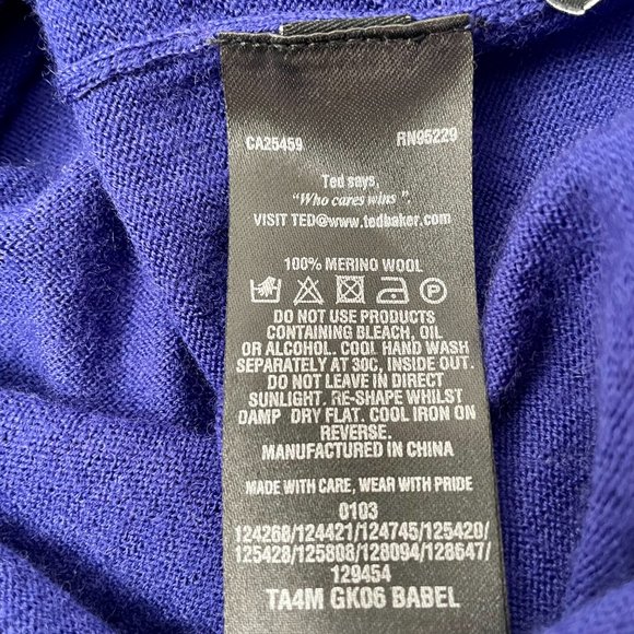 Ted Baker London Babel Merino Wool V Neck Sweater, Purple, Size 3 (Medium) - Picture 7 of 7